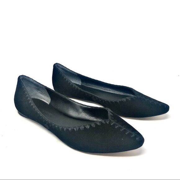 𝅺SIGERSON Morrison Black Suede Vinal Ballet Flats - Picture 3 of 10